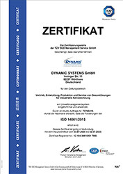 Zertifikat ISO 14001 | Dynamic Systems 